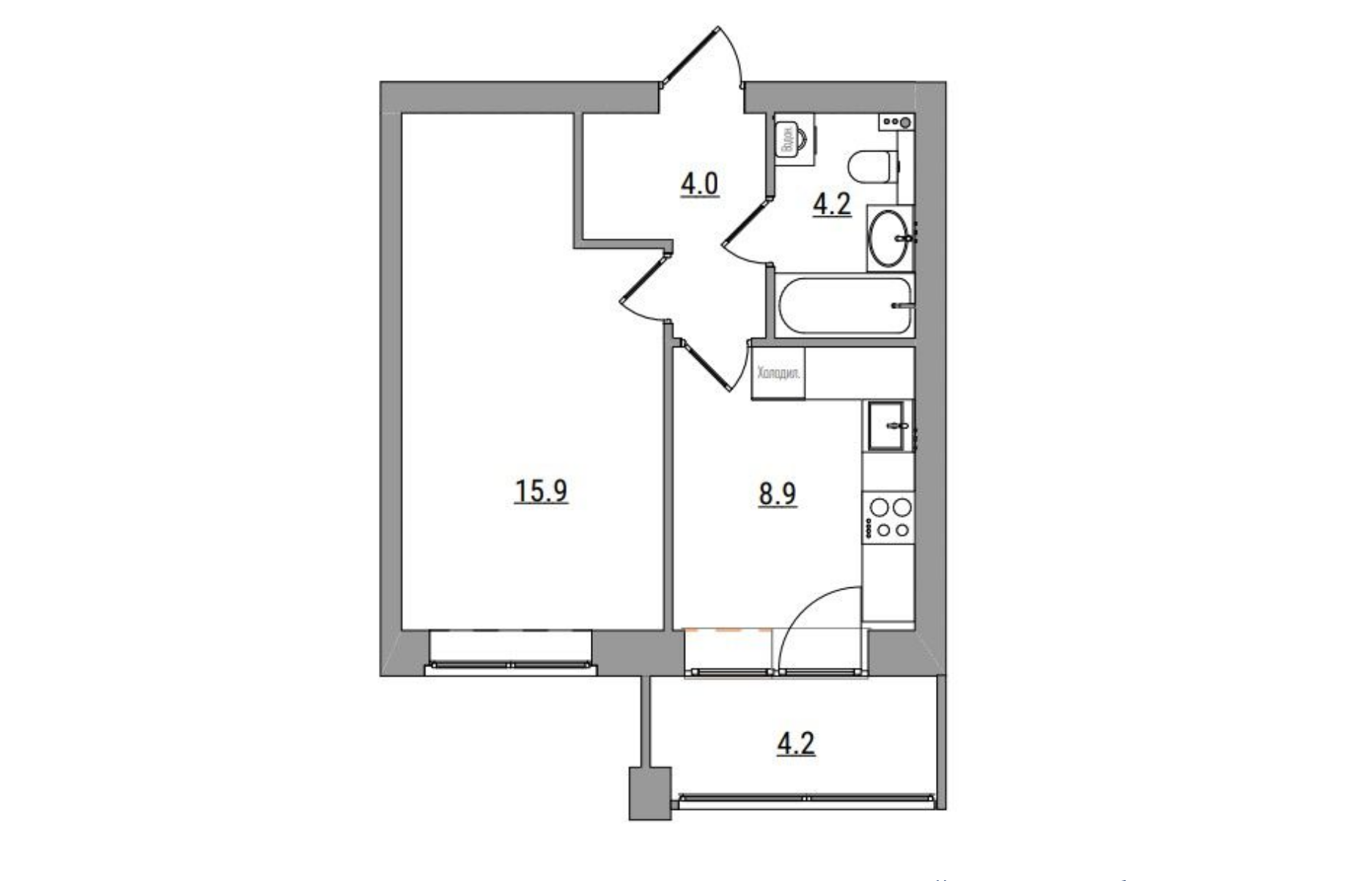 планировка квартиры 37 м2